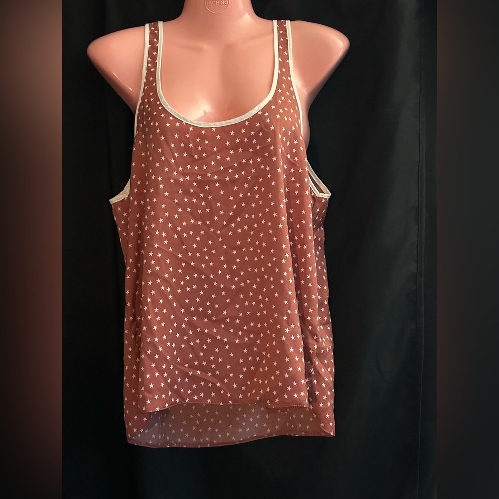 aerie Women’s Rust High Low Star Tank Top Sleeveless Blouse SZ MD NWT